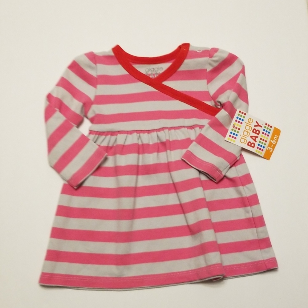 Giggle baby pink and gray dress